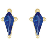 PRONG SET KITE-CUT BLUE SAPPHIRE STUDS | 14K