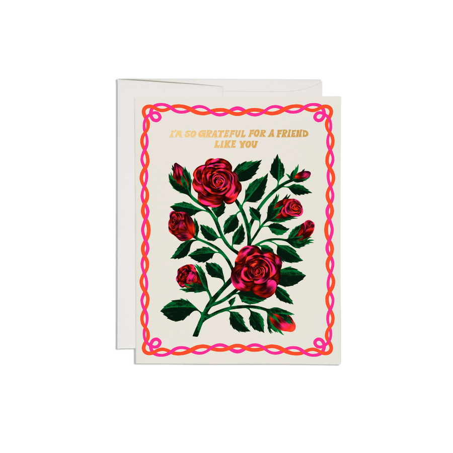 GRATEFUL ROSES FRIENDSHIP GREETING CARD | RED CAP CARDS