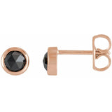 BEZEL SET ROSE CUT BLACK DIAMOND STUDS | 14K