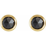 BEZEL SET ROSE CUT BLACK DIAMOND STUDS | 14K