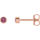 BEZEL SET PINK TOURMALINE STUDS | 14K