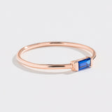 BAGUETTE STACKER RING | 14K GOLD | BLUE SAPPHIRE