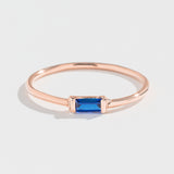 BAGUETTE STACKER RING | 14K GOLD | BLUE SAPPHIRE