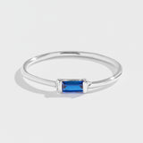 BAGUETTE STACKER RING | 14K GOLD | BLUE SAPPHIRE