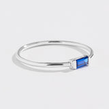 BAGUETTE STACKER RING | 14K GOLD | BLUE SAPPHIRE