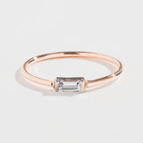 BAGUETTE STACKER RING | 14K GOLD | WHITE SAPPHIRE