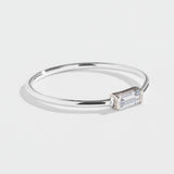 BAGUETTE STACKER RING | 14K GOLD | WHITE SAPPHIRE