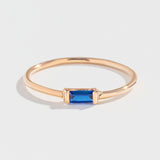 BAGUETTE STACKER RING | 14K GOLD | BLUE SAPPHIRE