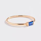 BAGUETTE STACKER RING | 14K GOLD | BLUE SAPPHIRE