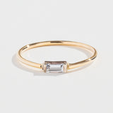 BAGUETTE STACKER RING | 14K GOLD | WHITE SAPPHIRE