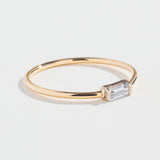 BAGUETTE STACKER RING | 14K GOLD | WHITE SAPPHIRE