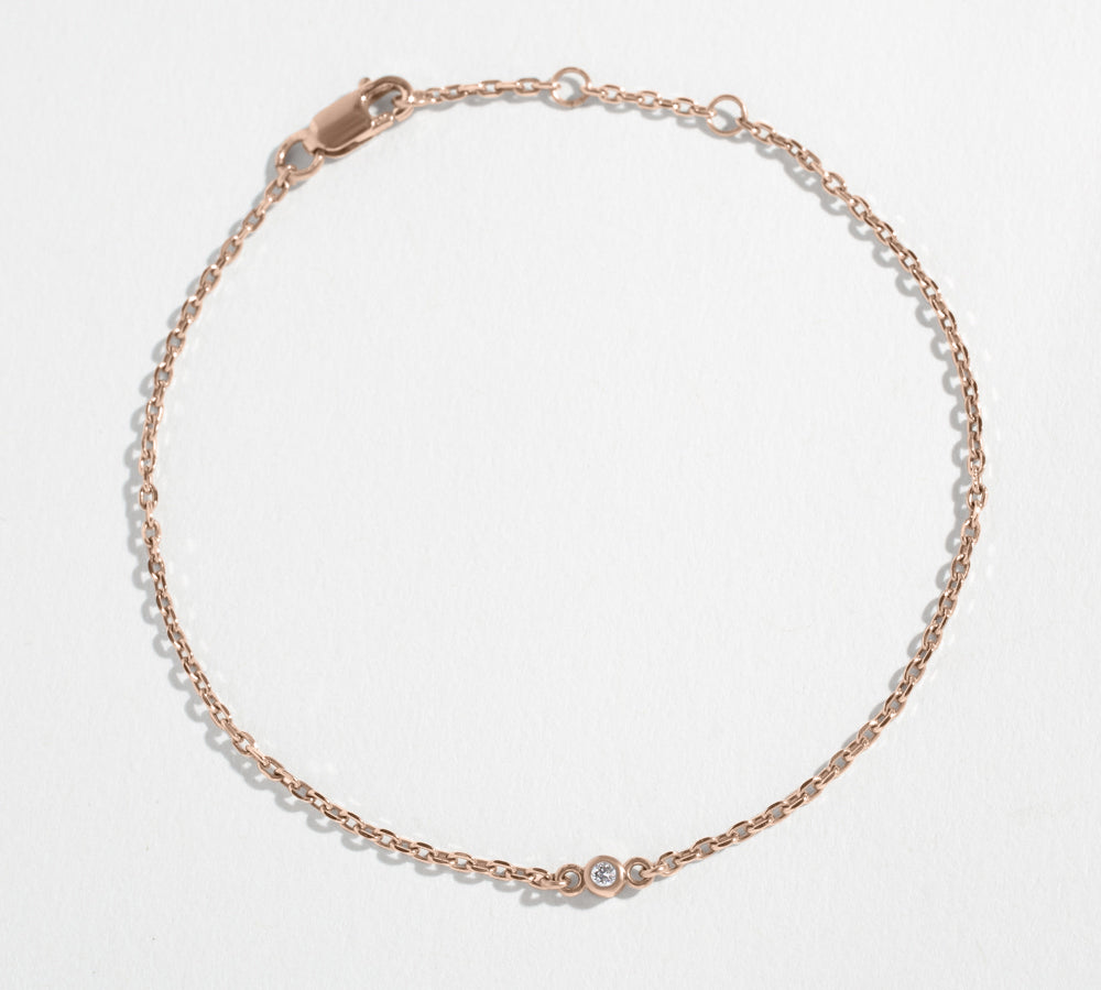 CABLE CHAIN BRACELET | 14K GOLD | DIAMOND