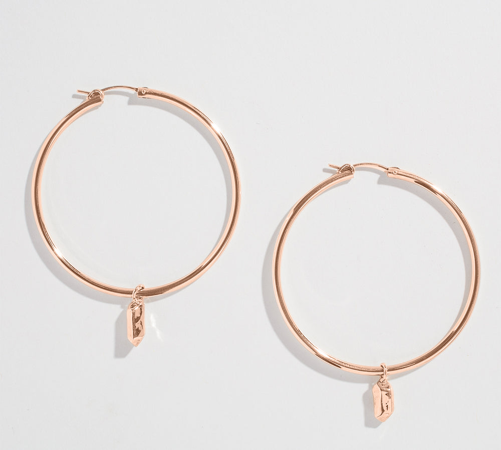 CRYSTAL POINT NUGGET HOOPS