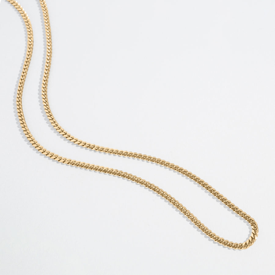 FLAT CURB CHAIN NECKLACE | 14K GOLD