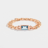 CURB CHAIN LINK RING | 14K GOLD | AQUAMARINE