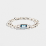 CURB CHAIN LINK RING | 14K GOLD | AQUAMARINE