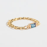 CURB CHAIN LINK RING | 14K GOLD | AQUAMARINE