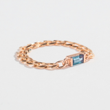 CURB CHAIN LINK RING | 14K GOLD | AQUAMARINE
