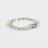 CURB CHAIN LINK RING | 14K GOLD | AQUAMARINE