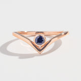 SOLITAIRE CHEVRON RING | 14K GOLD | BLUE SAPPHIRE