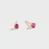 TINY RUBY STUD EARRINGS| 14K YELLOW GOLD