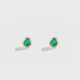 EMERALD BEZEL STUDS | 14K GOLD | 4MM EMERALDS