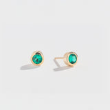 EMERALD BEZEL STUDS | 14K GOLD | 4MM EMERALDS