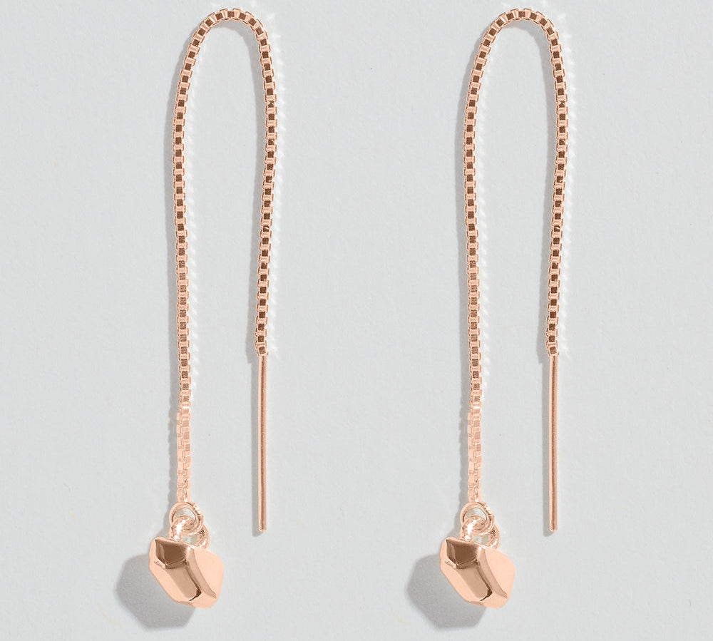 CRYSTAL NUGGET THREADER EARRINGS | 14K GOLD