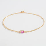 CABLE CHAIN BRACELET | PINK SAPPHIRE BAGUETTE