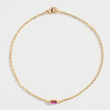 CABLE CHAIN BRACELET | PINK SAPPHIRE BAGUETTE