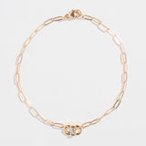 PAPERCLIP BRACELET WITH ACCENTED BAGUETTE | 14K GOLD AND WHITE SAPPHIRE