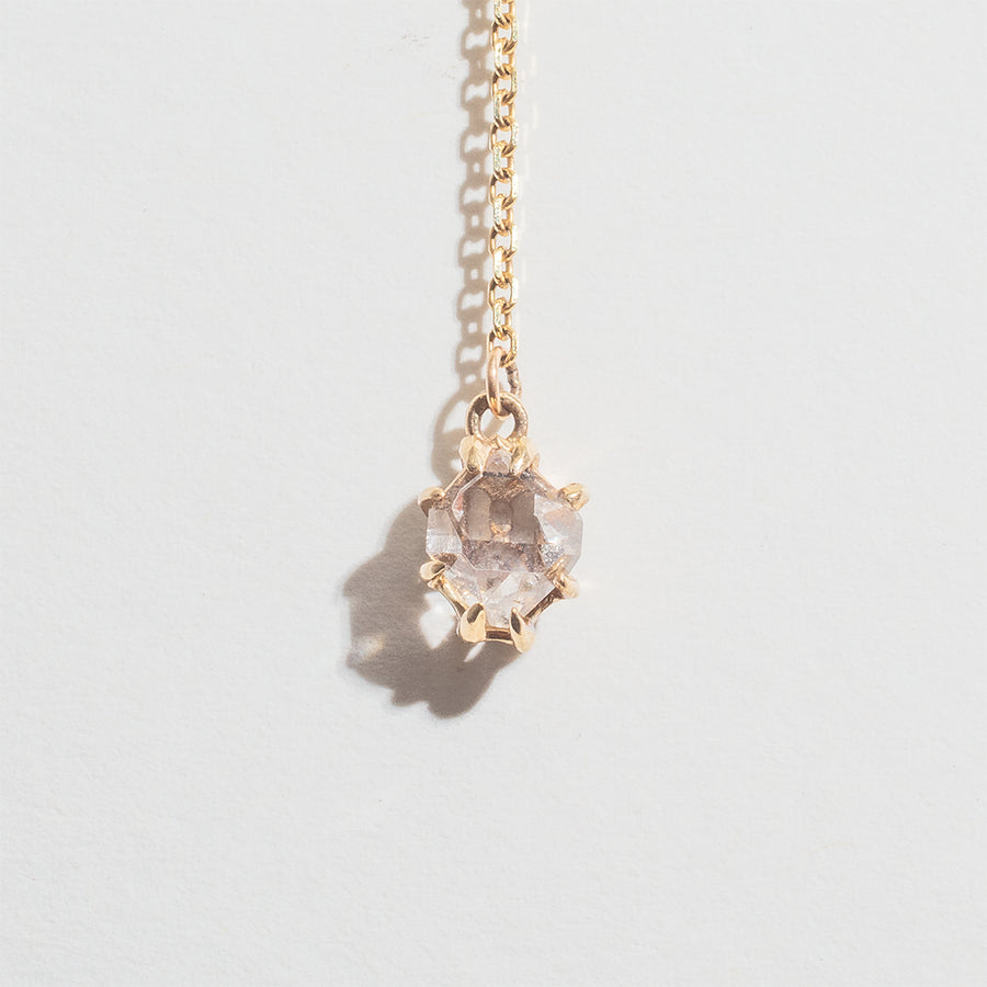 HERKIMER IN THE ROUGH LARIAT NECKLACE | 14K GOLD
