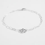 PAPERCLIP BRACELET WITH ACCENTED BAGUETTE | 14K GOLD AND WHITE SAPPHIRE