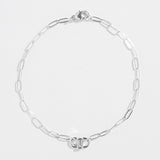 PAPERCLIP BRACELET WITH ACCENTED BAGUETTE | 14K GOLD AND WHITE SAPPHIRE