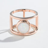 SAMPLE SALE | DOUBLE BAND RING | 14K GOLD & OPAL | SIZE 6