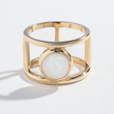 SAMPLE SALE | DOUBLE BAND RING | 14K GOLD & OPAL | SIZE 6