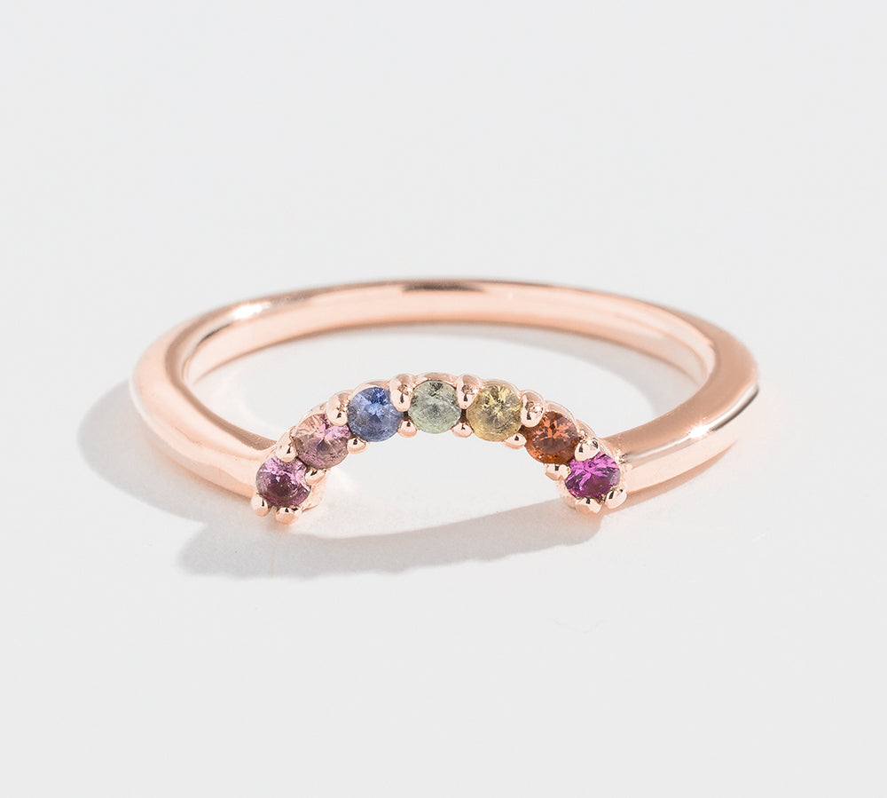 RAINBOW CONTOUR BAND | 14K GOLD & SAPPHIRES