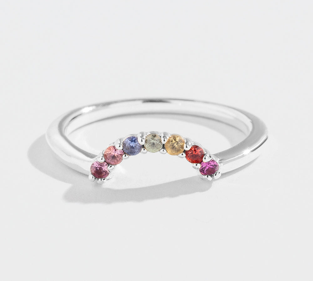 RAINBOW CONTOUR BAND | 14K GOLD & SAPPHIRES