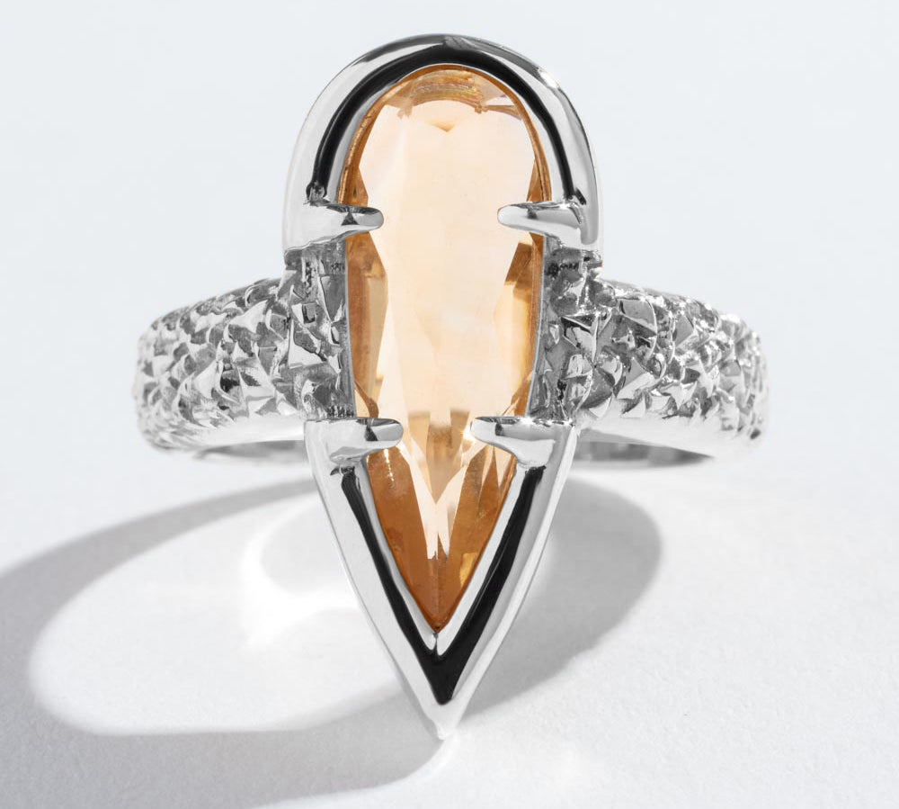 PHOENIX TEAR RING | 14K GOLD & CITRINE