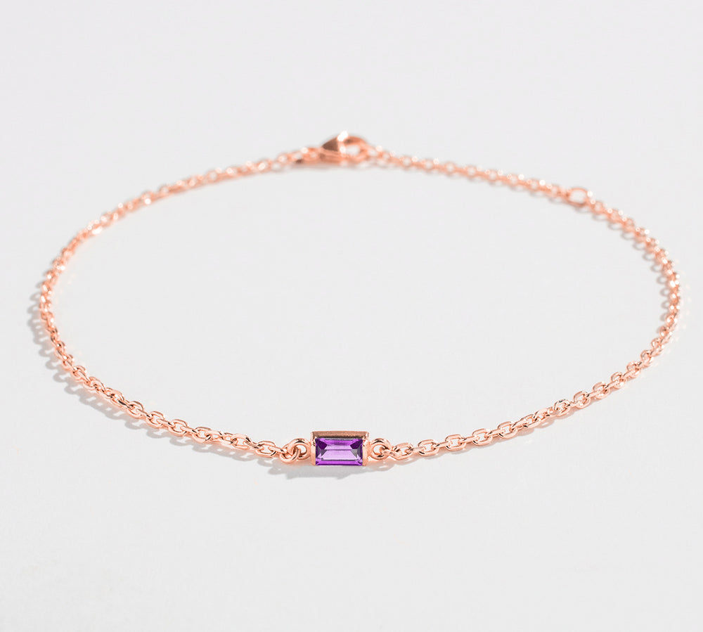 CABLE CHAIN BRACELET | AMETHYST BAGUETTE