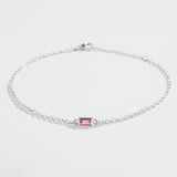 CABLE CHAIN BRACELET | PINK SAPPHIRE BAGUETTE