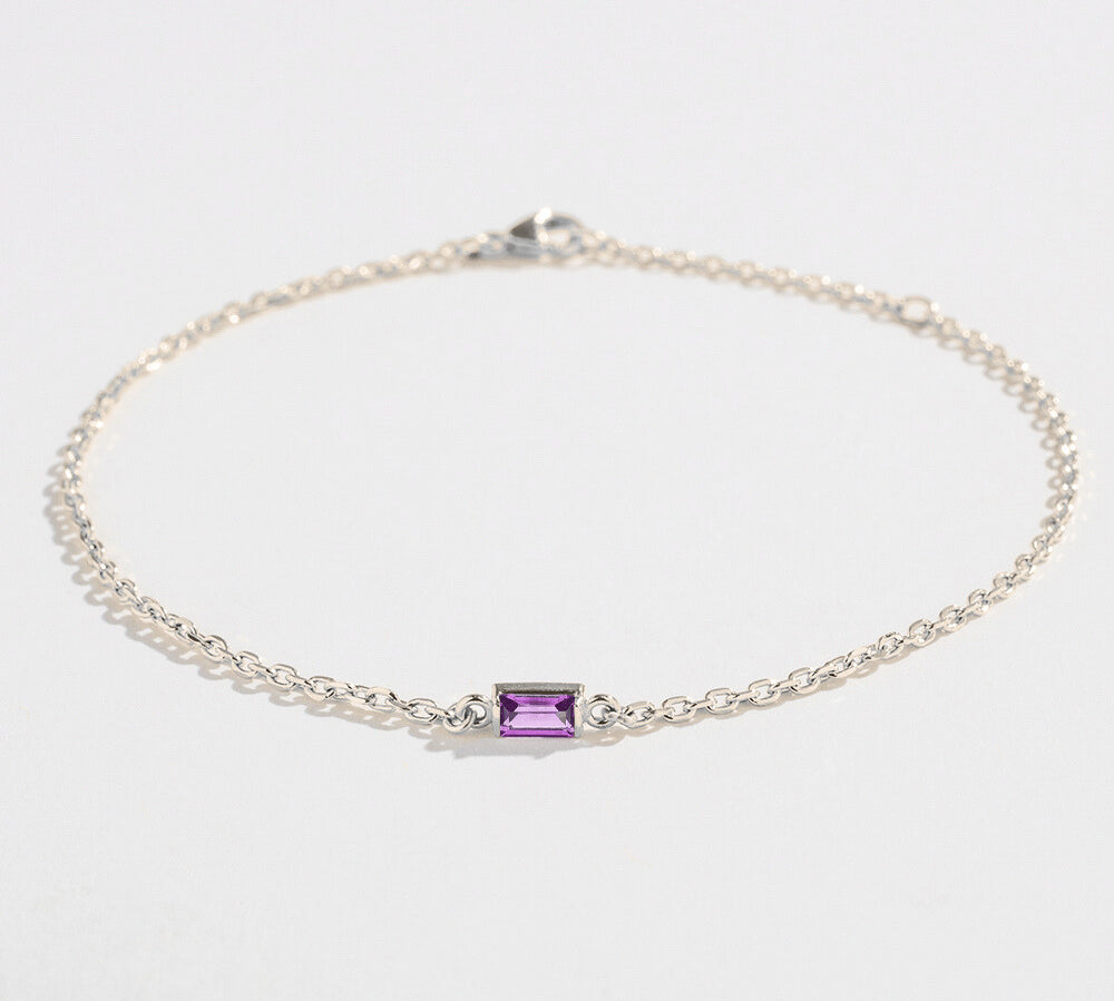 CABLE CHAIN BRACELET | AMETHYST BAGUETTE