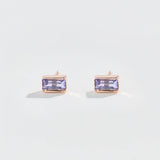 BAGUETTE STUDS | 14K WHITE GOLD & BLUE TOPAZ