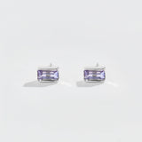 BAGUETTE STUDS | 14K WHITE GOLD & BLUE TOPAZ