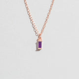 AMETHYST BAGUETTE STATION NECKLACE | 14K GOLD