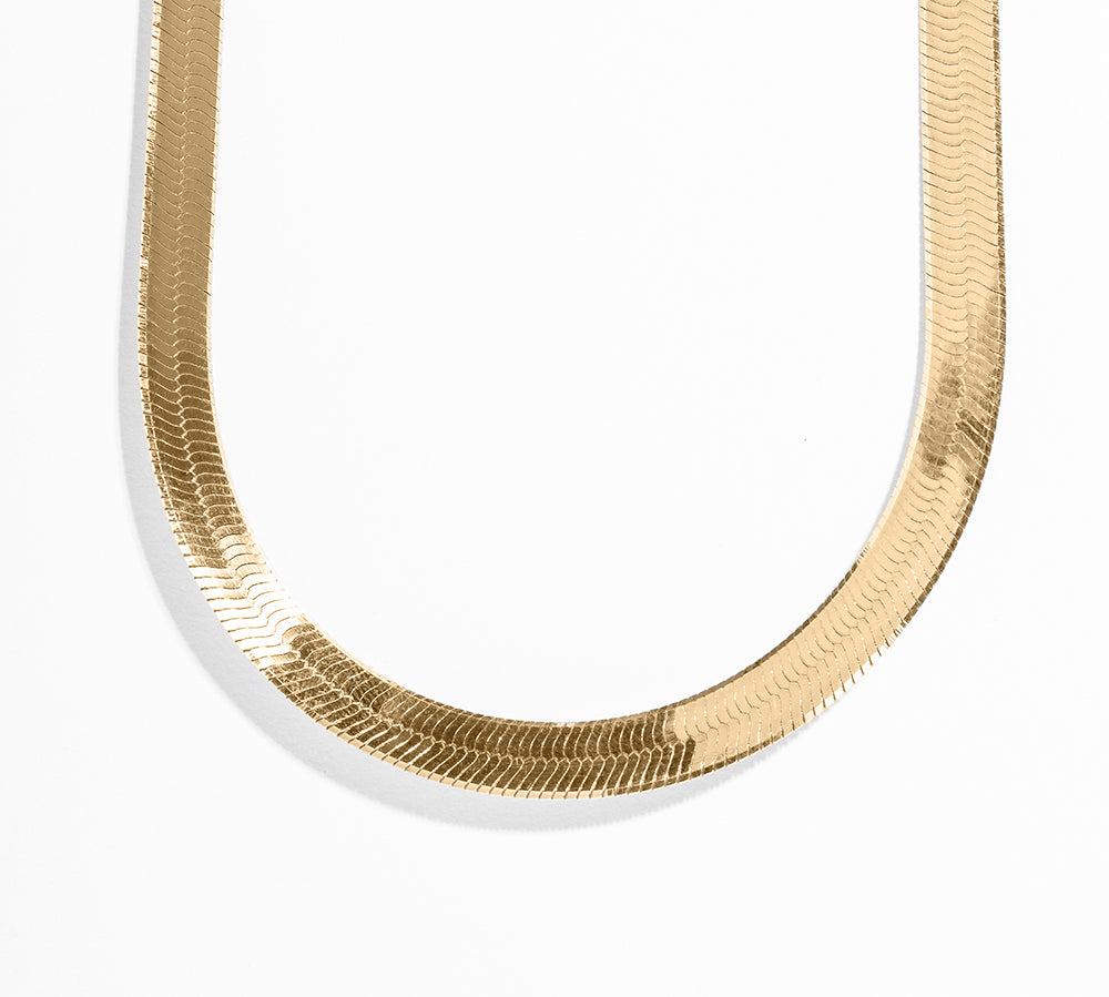 14k Gold 18 Inch Herringbone Gold Necklace 10mm Thick Herringbone