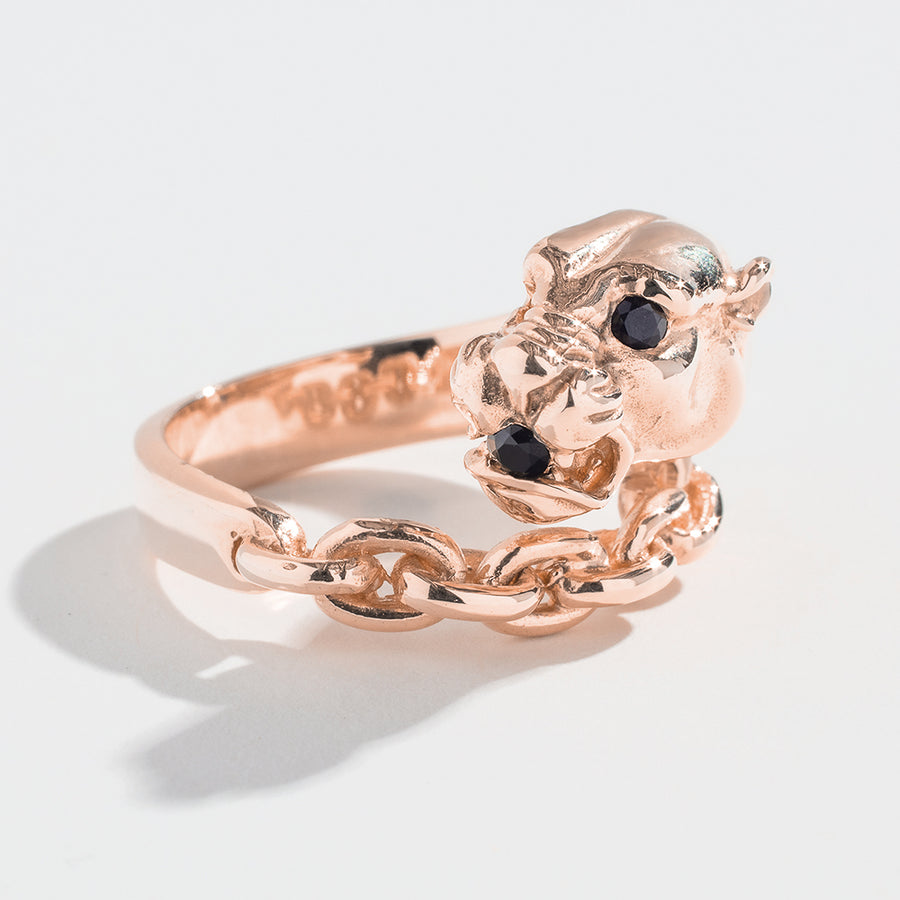VINTAGE PANTHER IN CHAINS RING | SILVER & ONYX