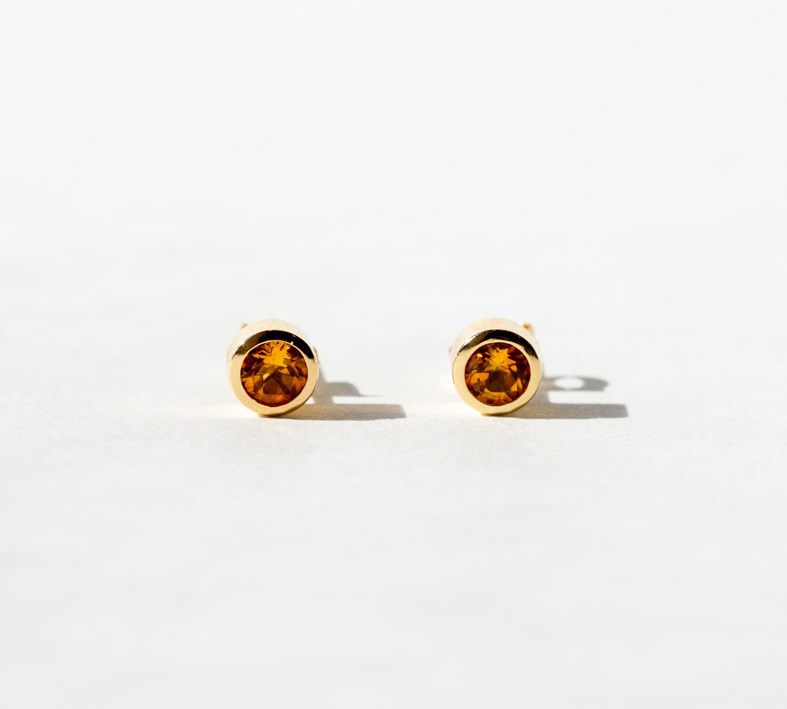 BEZEL CITRINE STUDS | STERLING SILVER