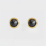 BEZEL SET ROSE CUT BLACK DIAMOND STUDS | 14K