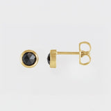 BEZEL SET ROSE CUT BLACK DIAMOND STUDS | 14K